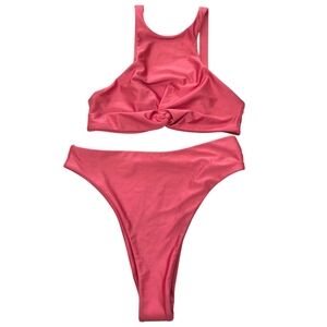 NWT Riot Swim Flamingo Color Tinsley Top With Medium Bottom Two Piece Set